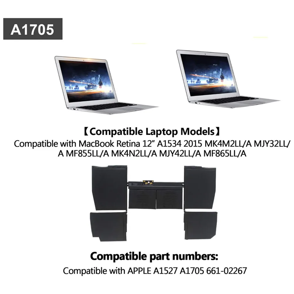 Аккумулятор A1705 для Macbook 12 дюймов аккумулятор A1534 5474 мАч совместим с 2016 7 56 в |