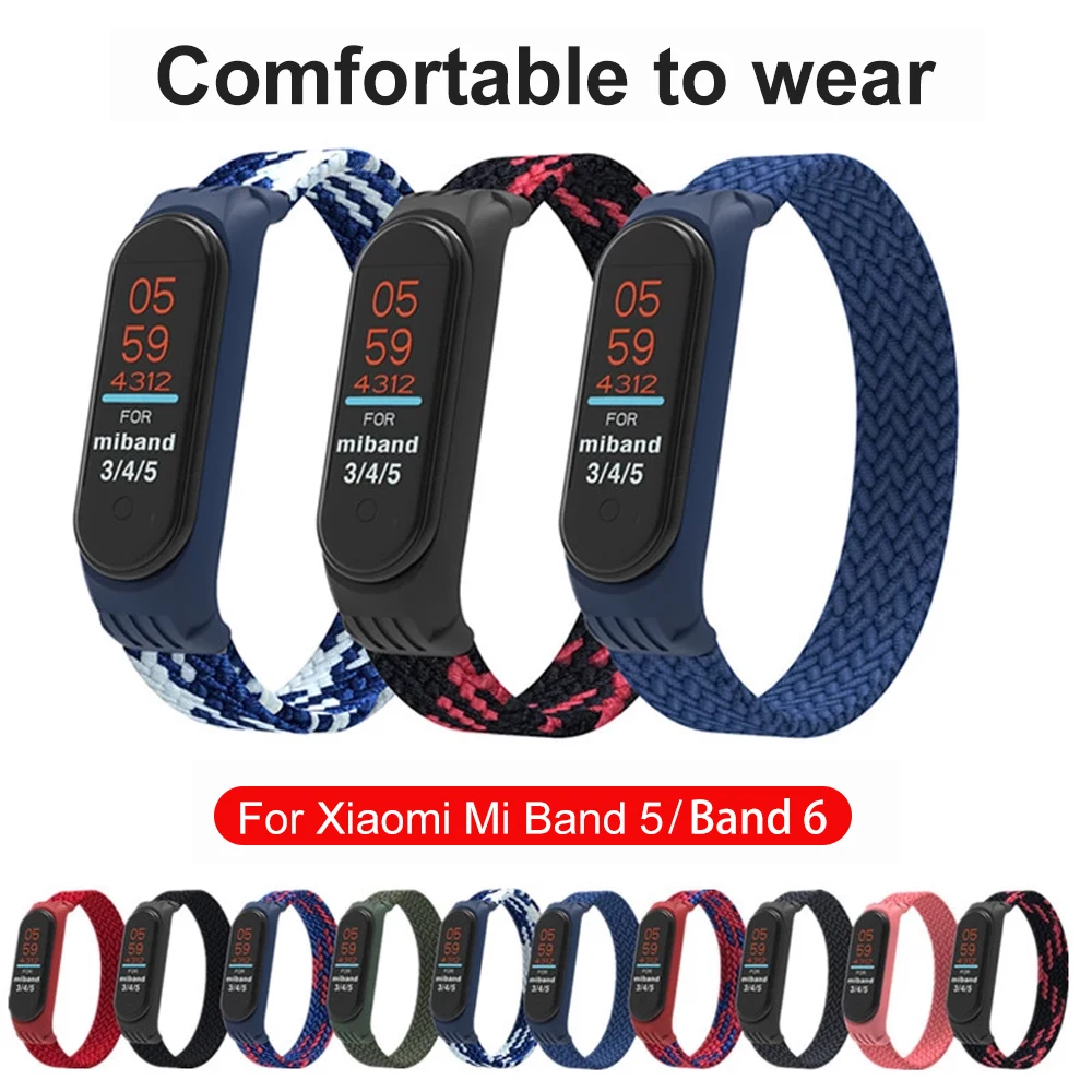 

Ремешок для Xiaomi Mi Band 6, 5, нейлоновый, дышащий, спортивный, сменный ремешок