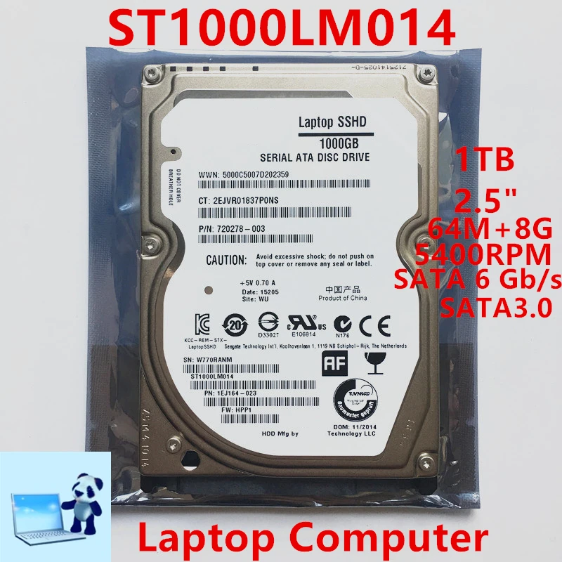 

New Original SSHD For Seagate Brand 1TB 2.5" SATA 6 Gb/s 64MB+8G 5400RPM For Internal Hard Disk For Notebook HDD For ST1000LM014
