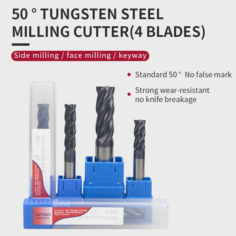 Концевая фреза из вольфрамовой стали 1 12 мм 4 канавки HRC50 с прямым хвостовиком