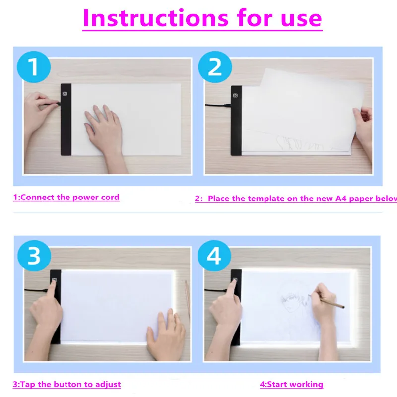 

Drawing Board Diamond painting A4 copy USB fluorescent Board LED Drawing Board With Scale fixing Clip to Allocate 12 Color Pens