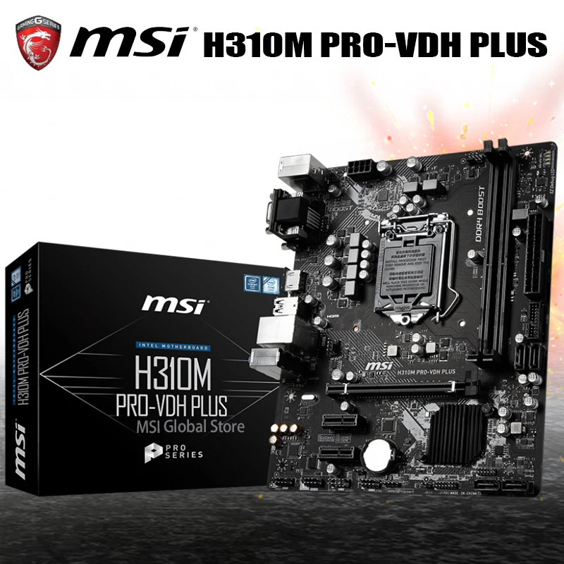 

MSI H310M PRO-VDH PLUS Motherboard LGA 1151 i7 i5 i3 DDR4 32GB PCI-E 3.0 SATA3 VGA DVI-D Desktop Intel H310 Mainboard Micro ATX
