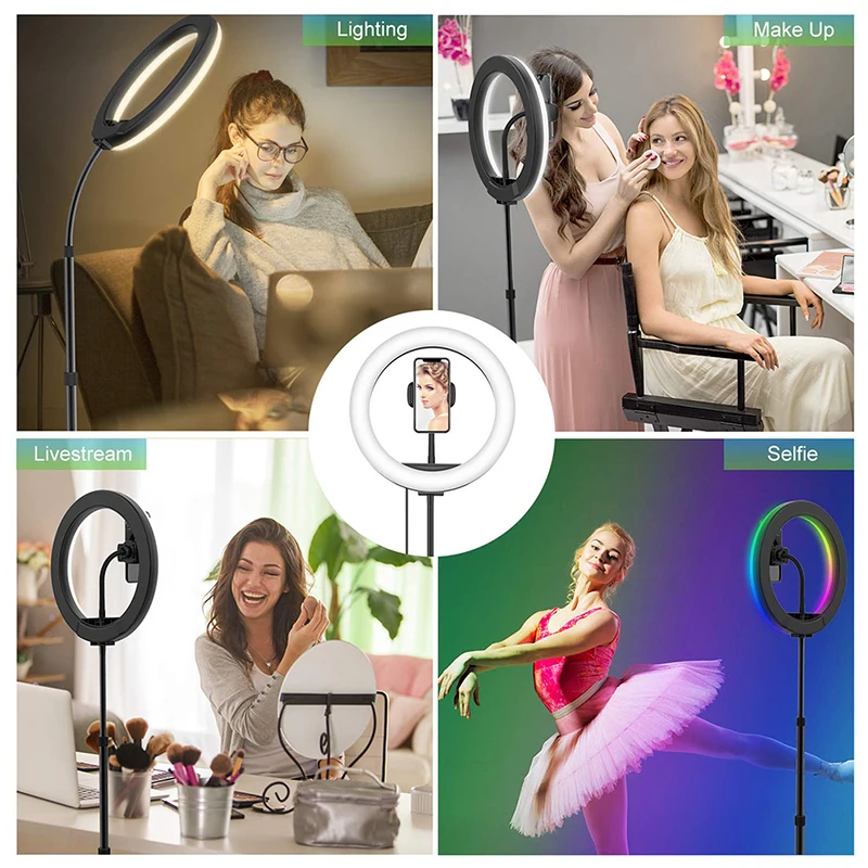LED Ring Lights With Tripod 55 110 160 CM Phone Holder Selfie RingLights Camera Studio Video Lights for Youtuber TikTok Live