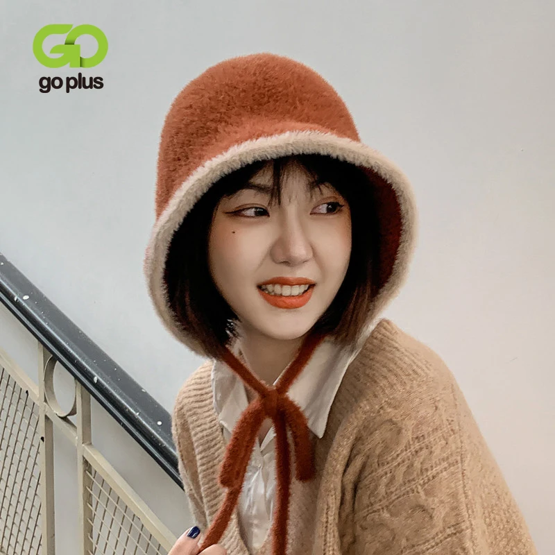 

GOPLUS Woman's Winter Bucket Hat Warm Korean Style Black Beige Hats Woman Sombreros De Mujer Goros Caliente Para Mujer