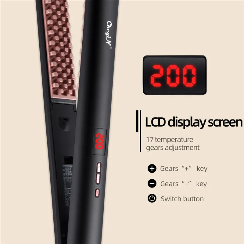 

CkeyiN Professional Hair Flat Iron Straightener LCD Digital Display Splint Ceramic Electric Straightening Hair Care Styling Tool