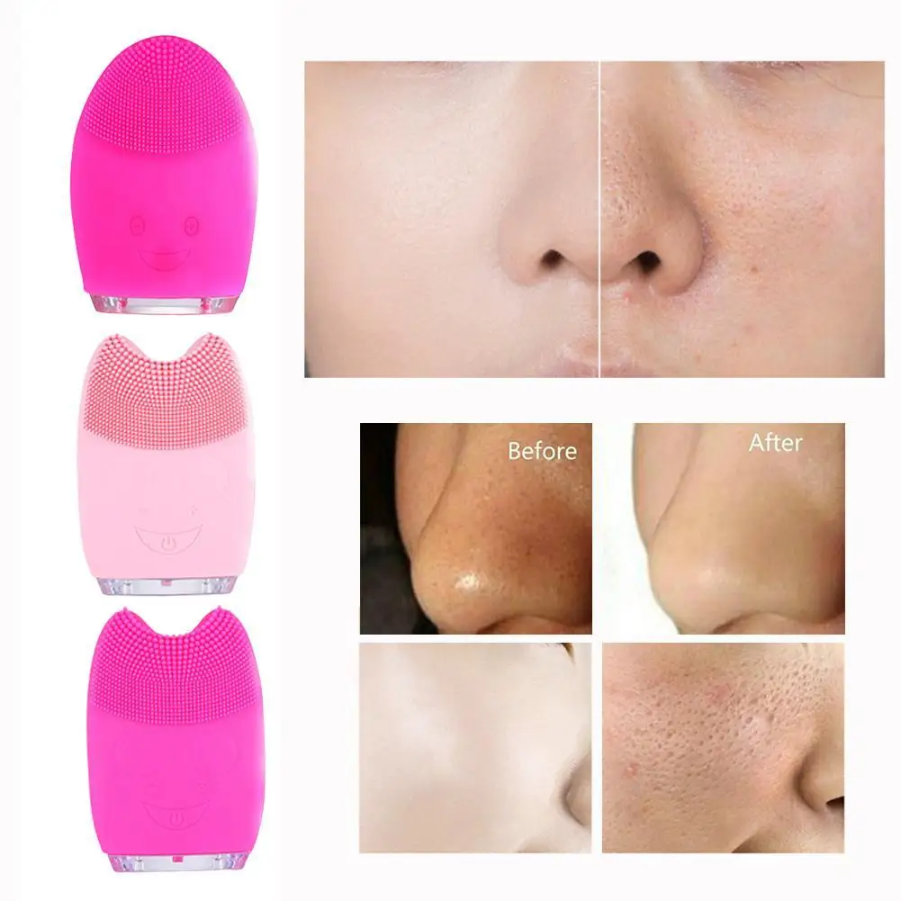 Силиконовая электрическая вибрационная щетка для очищения лица мини очищающее