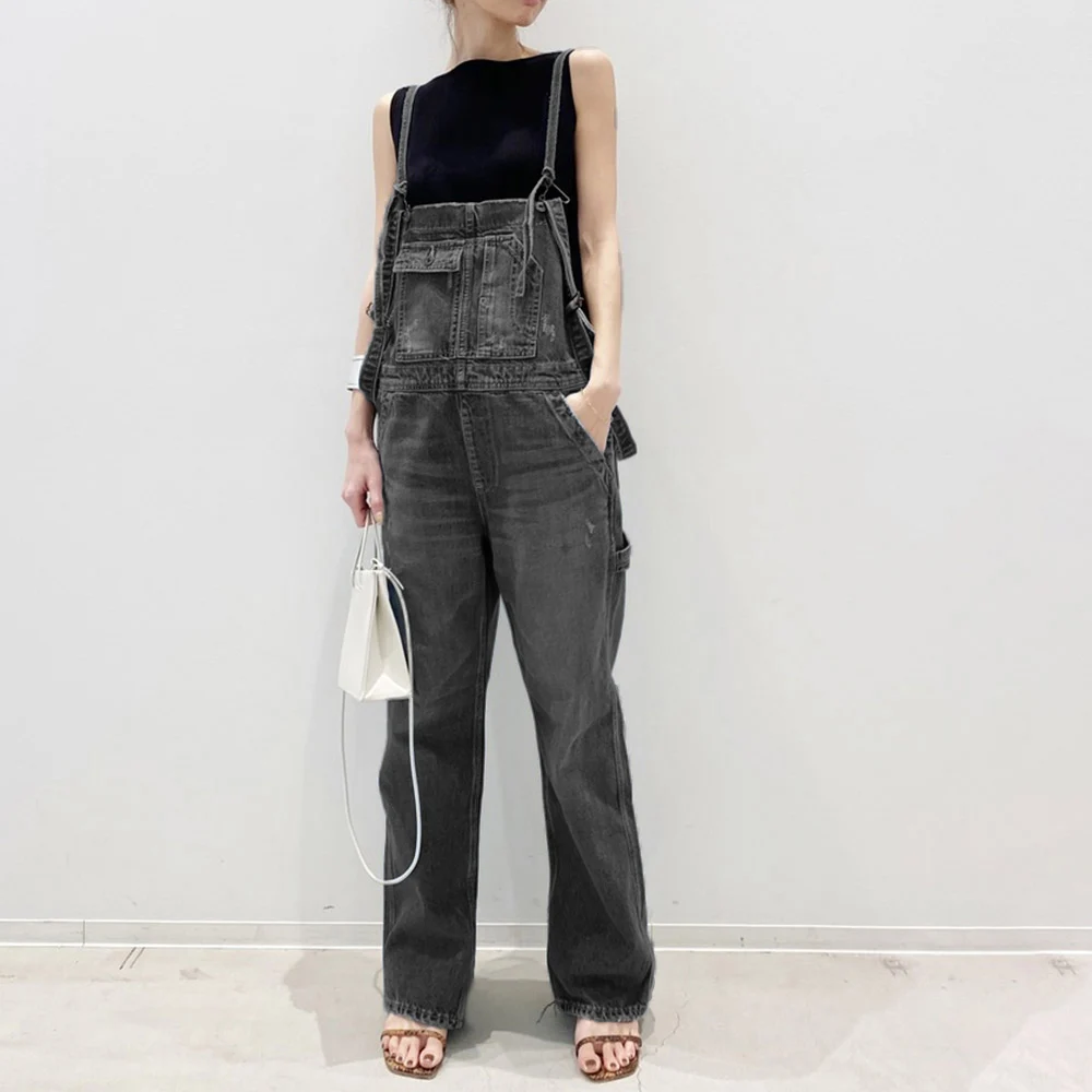 

2021 Women Jumpsuit Leisure Pockets Summer Korean Jumpsuit Fashion Female Overalls For Women Casual Denim Pants Macacao Feminino