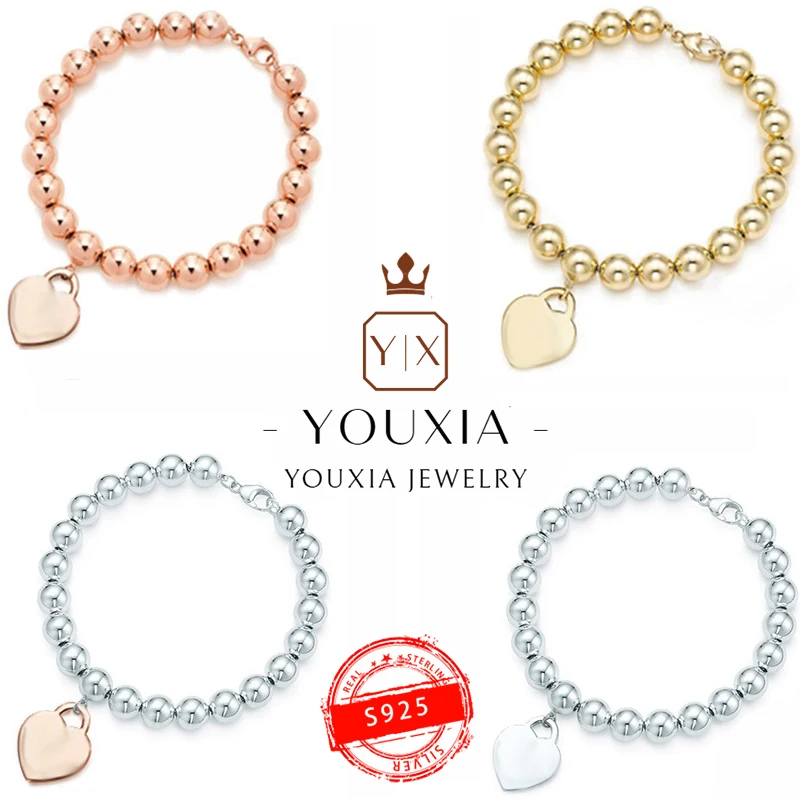 

925 Sterling Silver Custom Heart-shaped Elegant Vitality Charm Bracelet