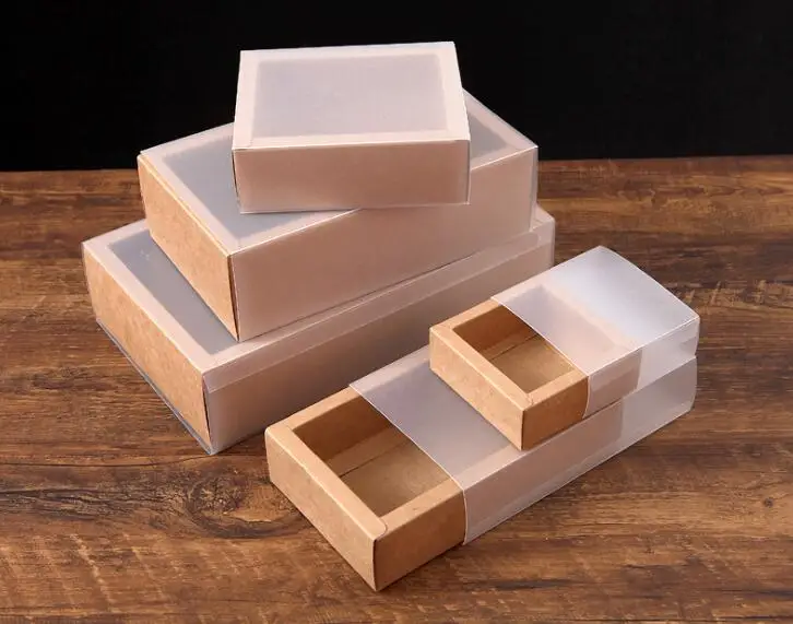 10 шт. коробка из крафт-бумаги с прозрачным окошком ПВХ | Дом и сад