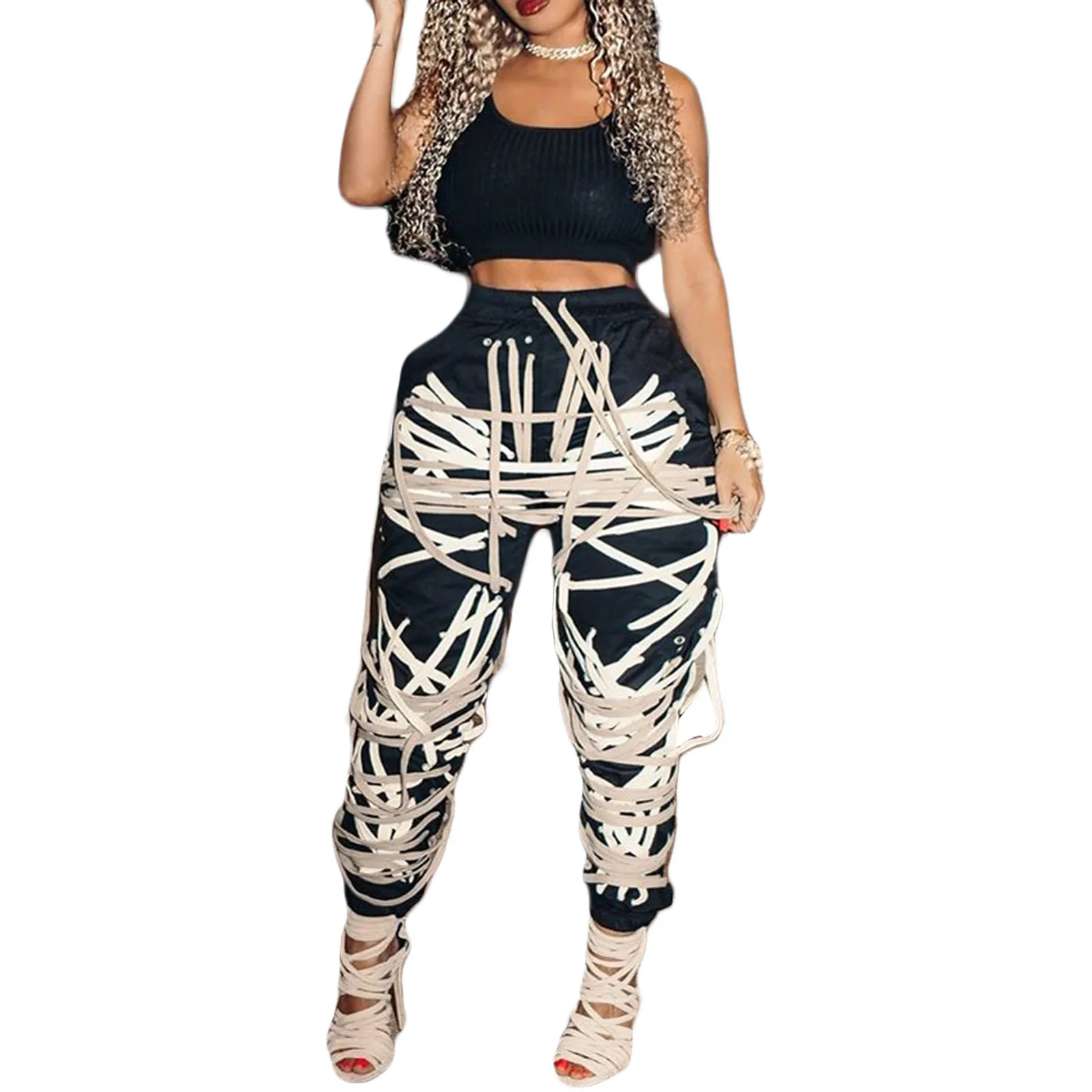 

Женские весенние джинсы, повседневные свободные брюки со шнуровкой, со шнуровкой, средней талией, для девочек, серые/черные/желтые/разноцве...