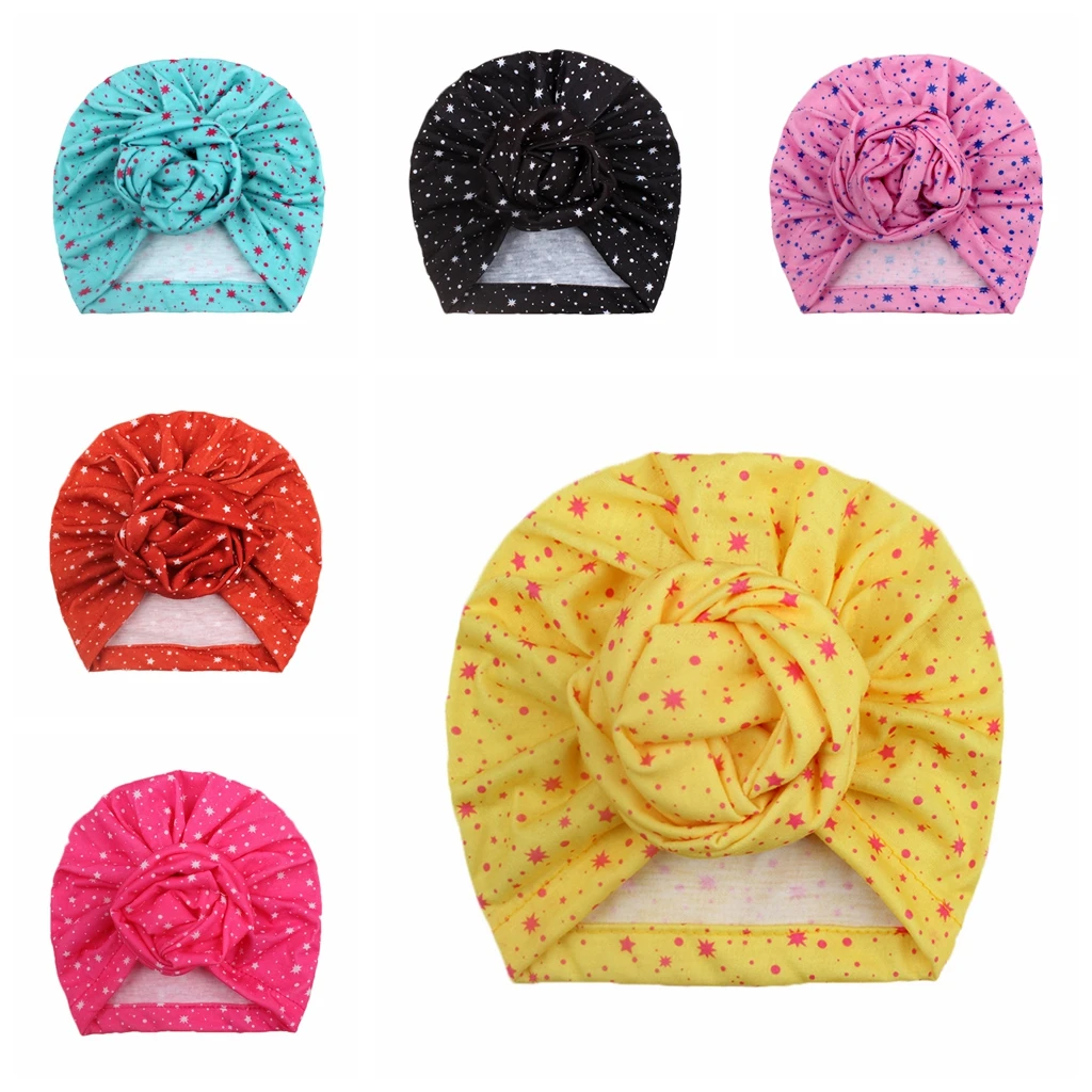 

6 Colors 19*17 CM Fashion Handmade Flowers Beanie Caps Newborn Baby Printed Hats Infant Hair Accessories Photography Headwear