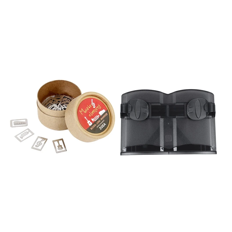 

Silver Clasico 20 Pieces / Box 4 Style Metal Markers with Black Portable Book Stand Holder