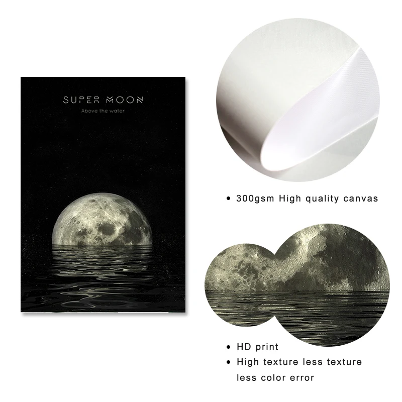 Художественная зона Современная луна фазы скандинавские картины принты на стену