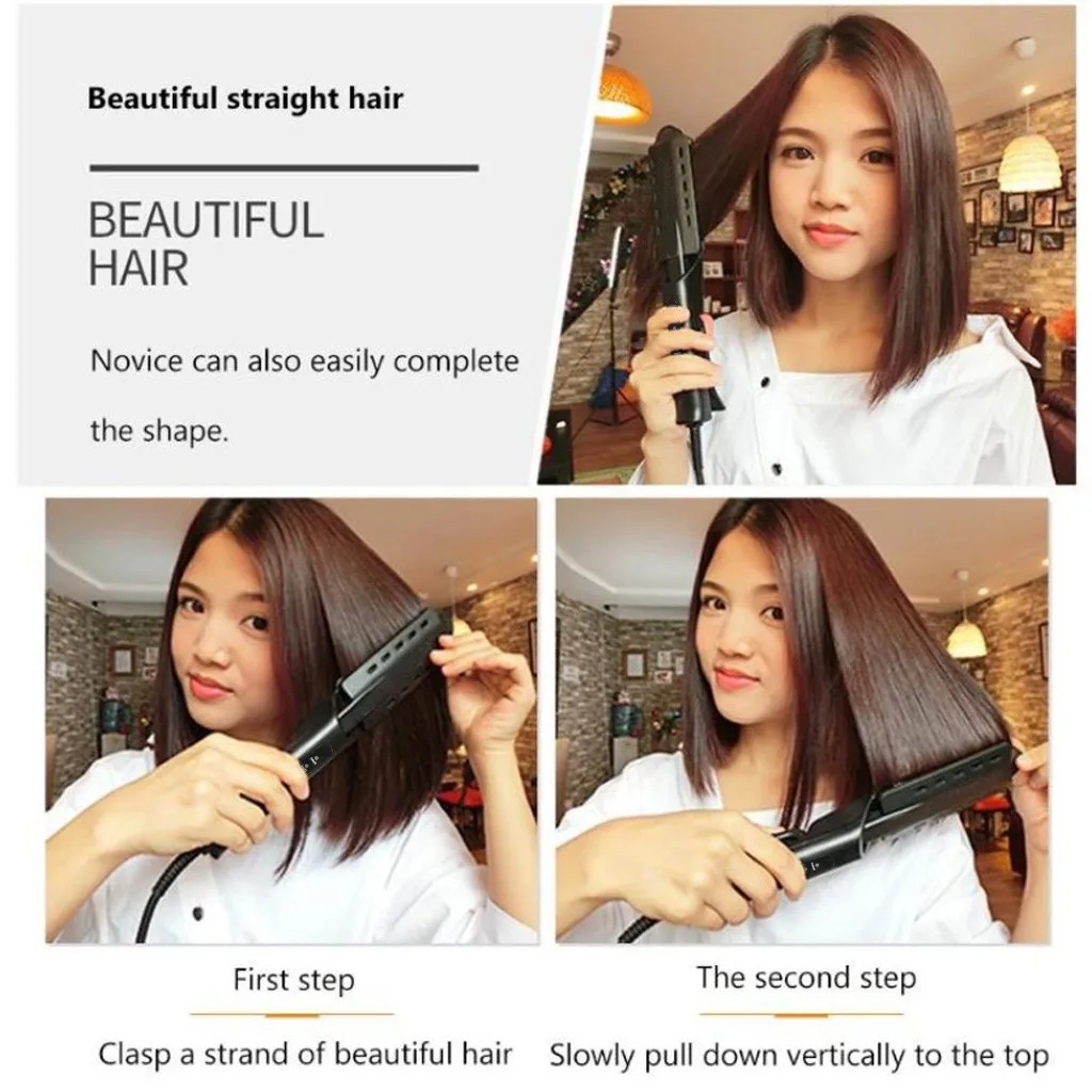 Hair Straightener Four-gear temperature adjustment Ceramic Tourmaline Ionic Flat Iron Hair Straightener For Women Widen panel