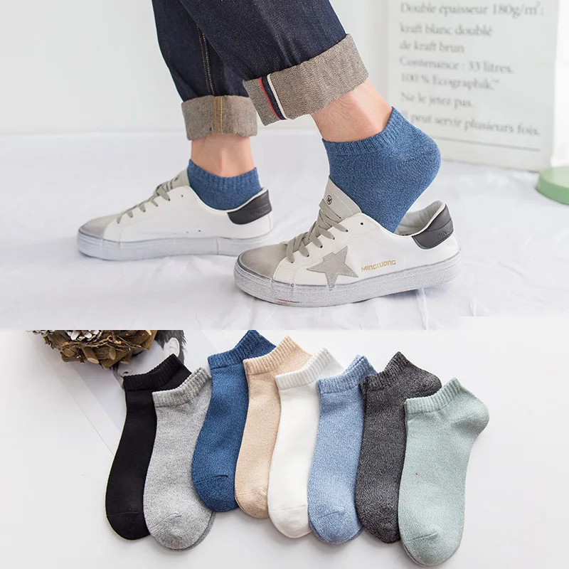 

Solid Color Cotton Men Summer Invisible Socks Breathable Sport Sock Ankle Short Boat Male Silicone Anti-off calcetines Wholesale