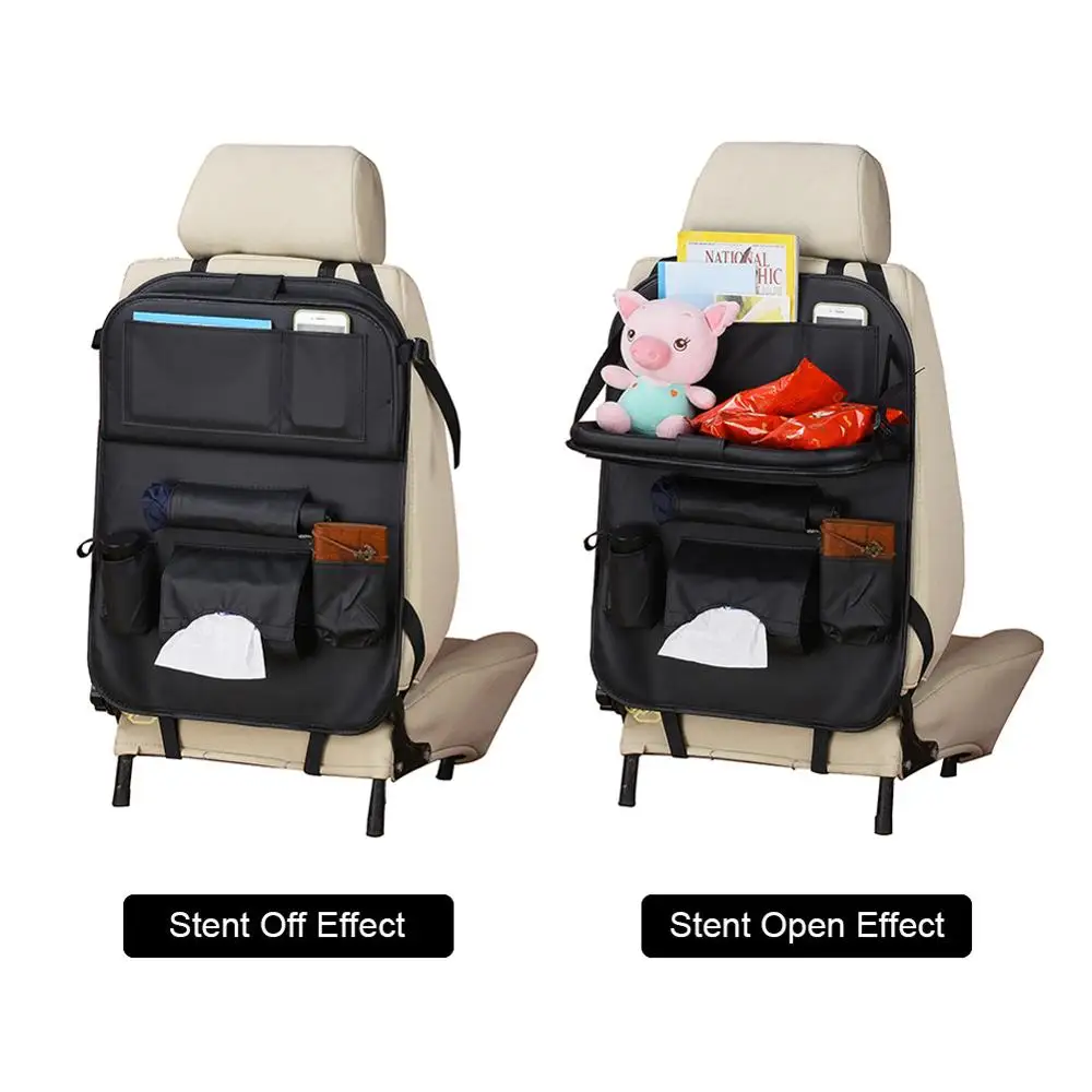 安い 2 個カーシートバックバッグ車後部座席オーガナイザー折りたたみテーブルトレイトラベル収納袋の椅子収納ポケットボックス車アクセサリー