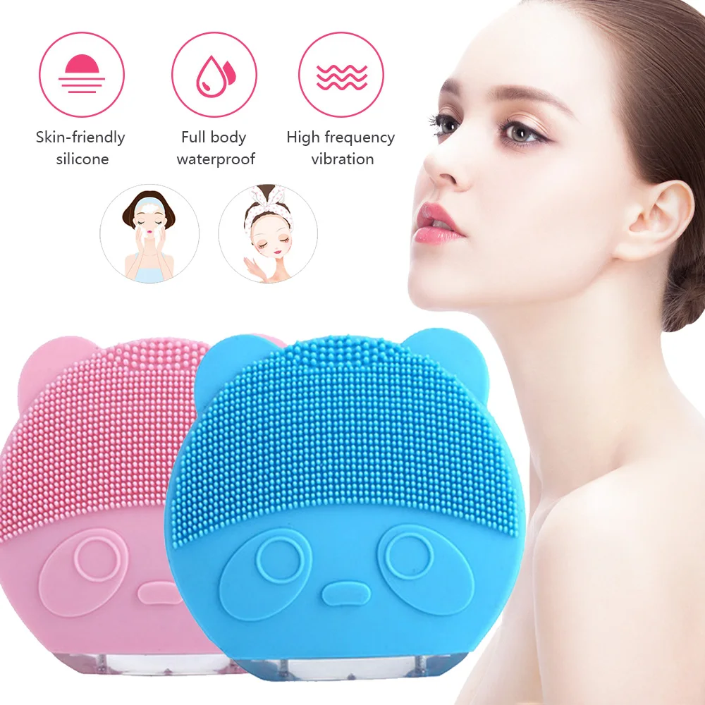 Силиконовая электрическая щетка для очищения лица водонепроницаемая