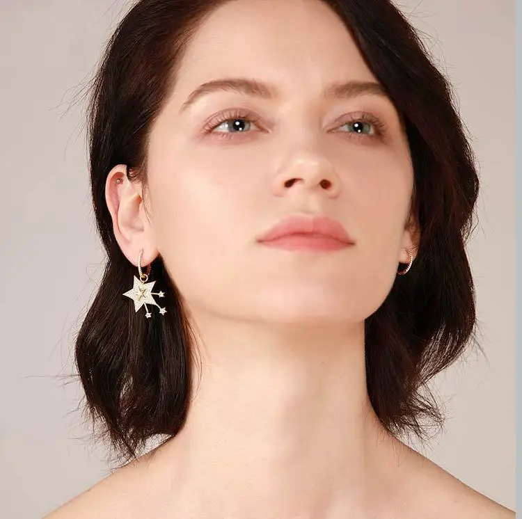 Модные 925 стерлингового серебра Асимметричная Метеор Серьги с креплением