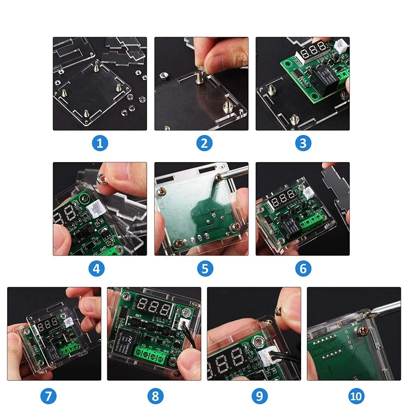 

6PCS W1209 DC Digital Temperature Controller Module Electronic Temperature Temp Control Module Switch with Acrylic Case