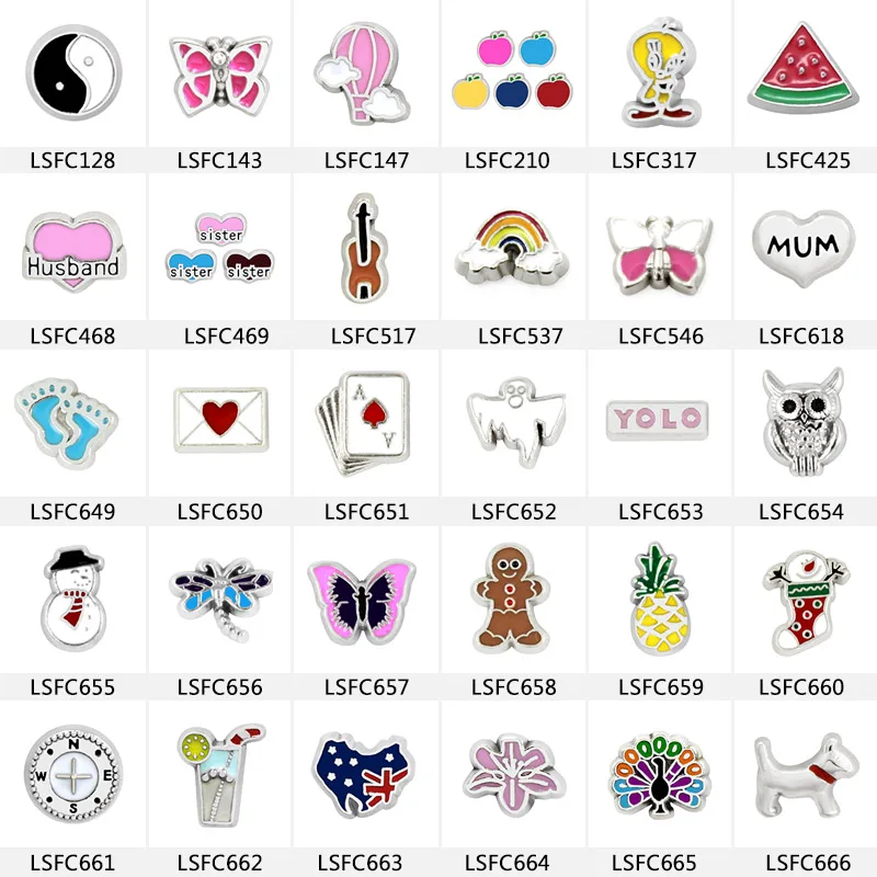 10 шт. разные стильные Плавающие Подвески из цинкового сплава подходят для