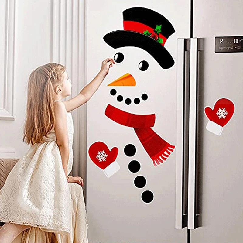 

Christmas Decorative Sticker Combination Cartoon Snowman Sticker for Door Decor Refrigerator Garage Cabinet Self-Adhesive Decal