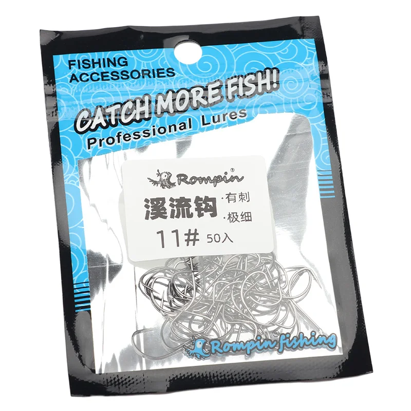 Rompin 50 шт./пакет рыболовный крючок рыболовные крючки с бородкой из