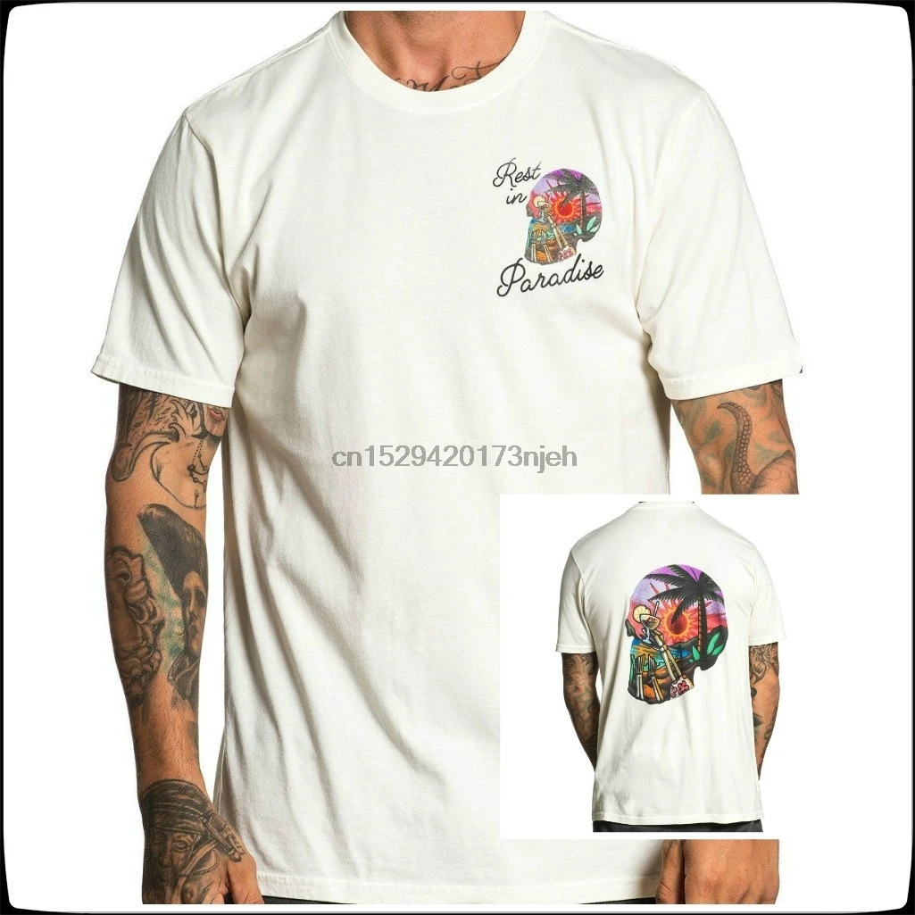 Новая модная Свободная белая футболка с коротким рукавом Sullen Paradise|Мужские