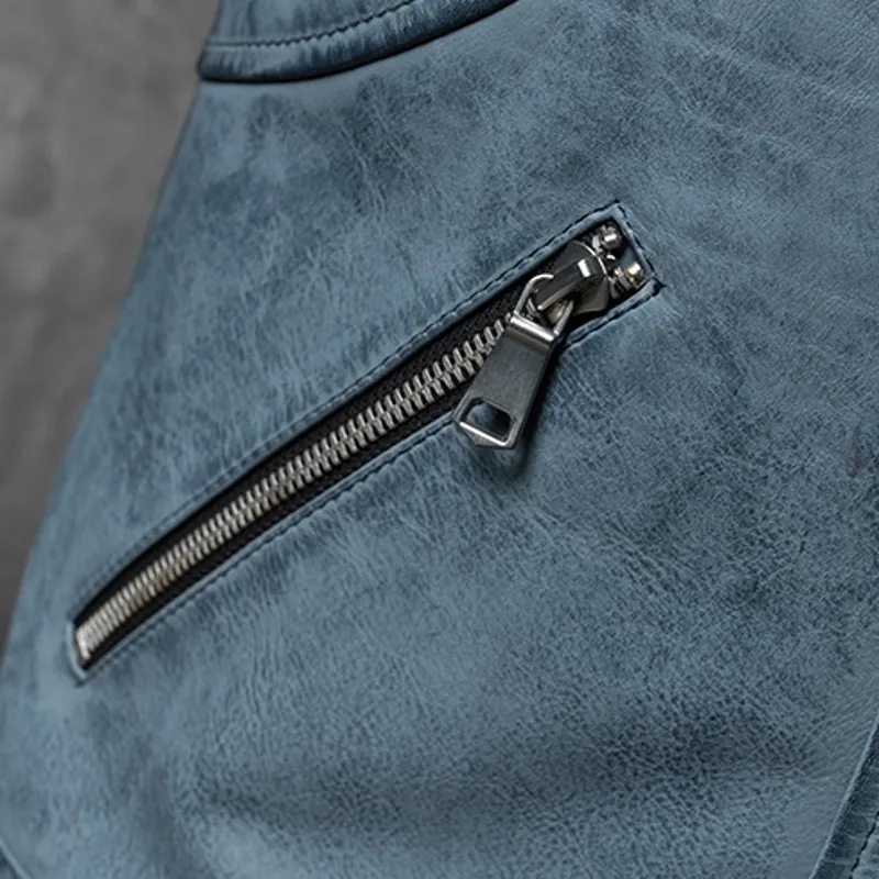 

High Quality Casual Mens Genuine Leather Jackets Short Loose Turn-Down Collar Zippers Pockets Natural Cowhide Streetwear Coat