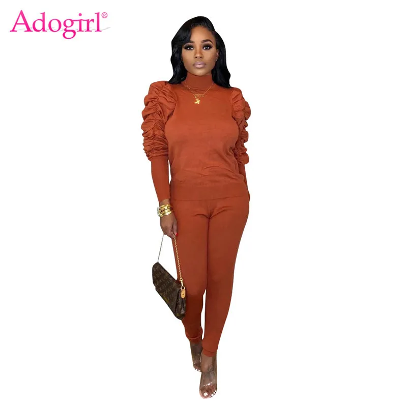 Adogirl Однотонный женский модный повседневный комплект из двух предметов