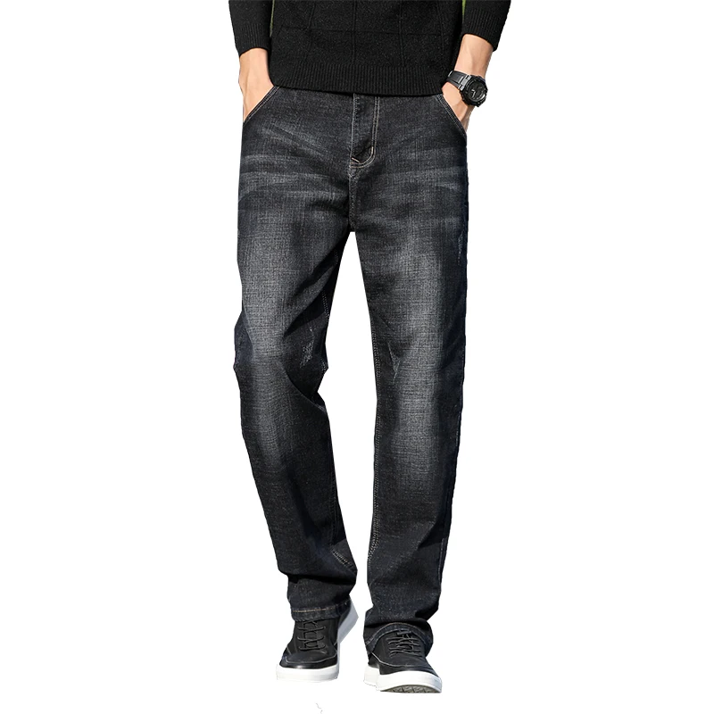 

Men's Lightweight Black Straight Loose Jeans 2021 Spring/Summer Youth High Quality Large Size Thin Jeans 40 42 44