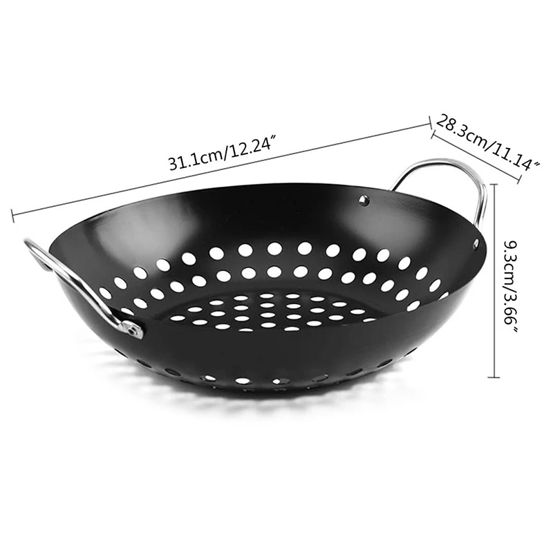 Круглая барбекю Гриль Корзина сковорода для мяса жарки креветки курицы овощи