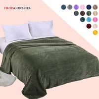 striped bed blanket green color soft flannel blanket single queen king warm plaids for beds mantas de cama thow blankets