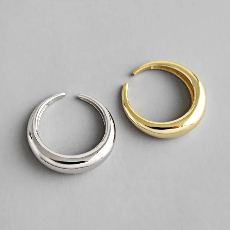 

925 Sterling Silver Opening Ring Classic Simple Geometric Jewelry for Women Adjustable Size Ring Prevent allergy JZ267