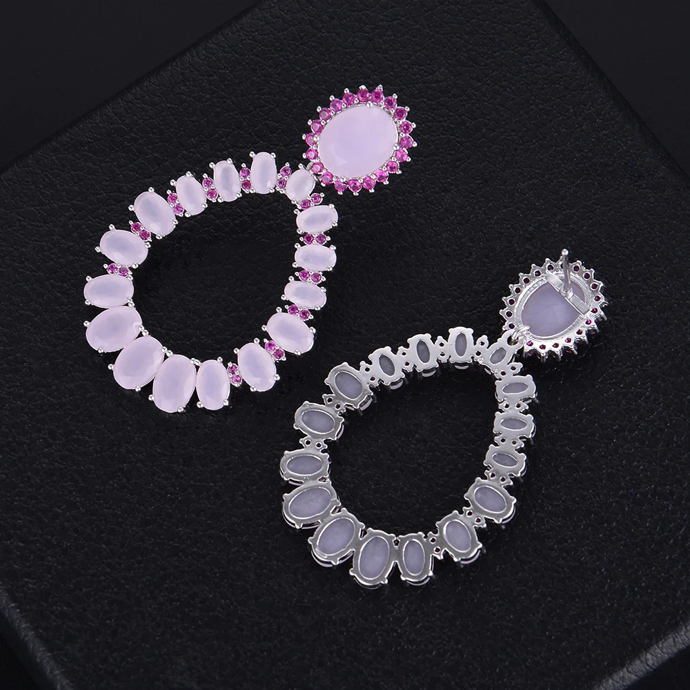 

LARRAURI Charms Cubic Zirconia Statement Water Drop Earrings For Women Luxury Indian Bridal Wedding Earrings Fashion Jewelry