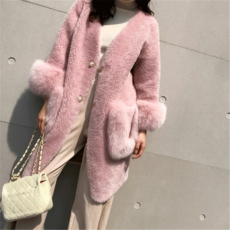 2019 зимняя новая Корейская версия имитация оторочка из овечьей шерсти пальто