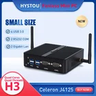 HYSTOU безвентиляторный мини ПК Intel Celeron J4105 DDR4 Windows Linux dual LAN HD VGA 2 * rs232 мини сервер ПК WIFI