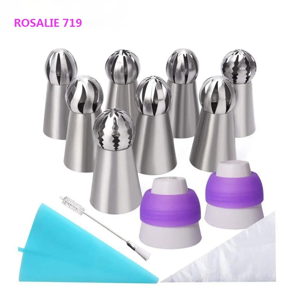 

22Pcs Russian Spherical Ball Icing Piping Nozzles Korean Style Pastry Tips Stainless Steel Cake Dessert Decorating Tools