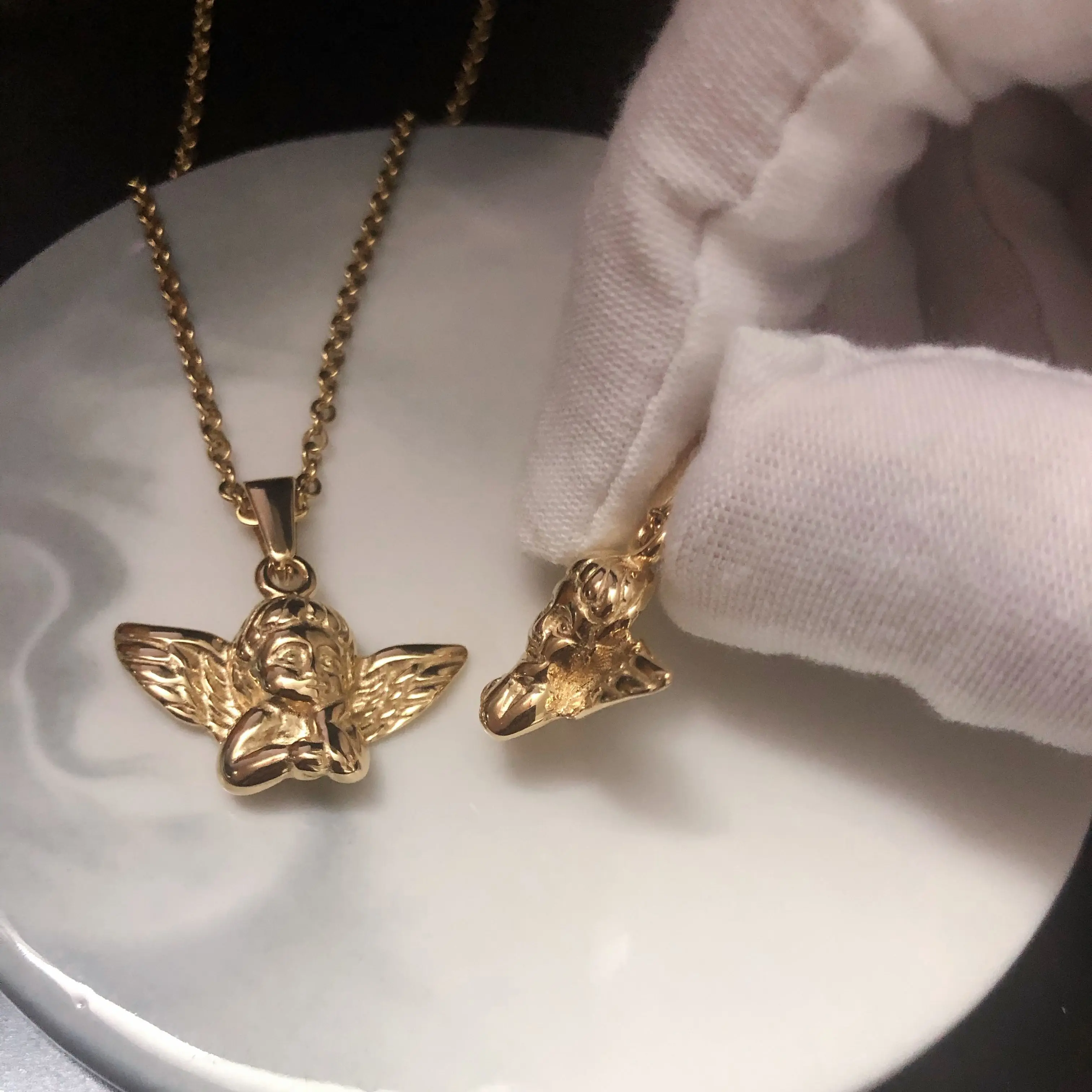 Ожерелье из нержавеющей стали с изображением ангела хранителя|Ожерелья