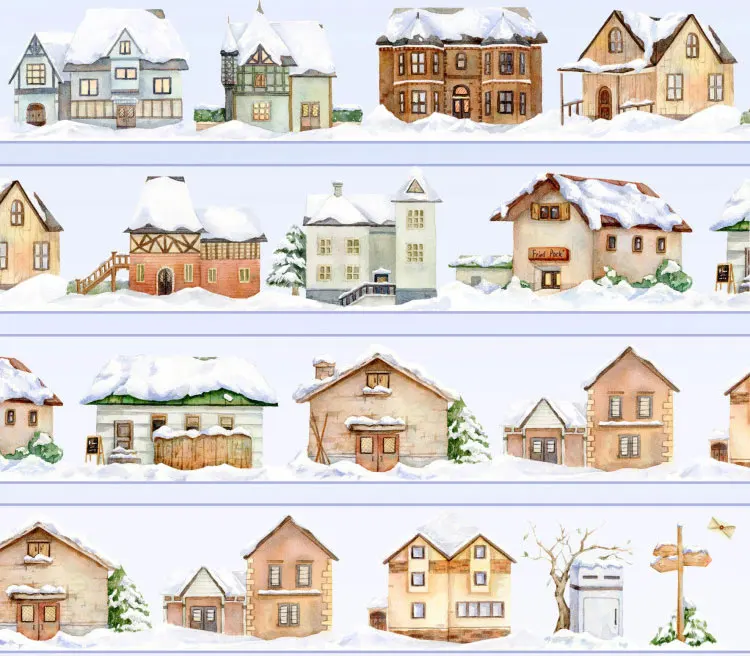 

6cmx2m Snowing Village Masking Tape House Landscaping Special Oil Journal Collage Decoration