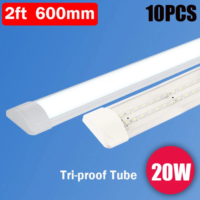 2ft 600mm 20W 10pcs 120 см светодиодный светильник лампа T5 труба 220 в 60 см 2 фута 4 фута 1200 мм T8 настенная лампа 20 Вт 40 Вт 60 Вт теплый белый холодный белый Трехконтактный светильник - Испускаемый цвет: 2ft 600mm 20W 10pcs
