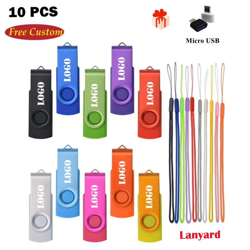 

10PCS/lot Colour USB Flash Drive Pen Drive 1GB 2GB 4GB 8GB 16GB Pendrive Memory Stick 32GB 64GB USB Stick Gift Free Custom LOGO