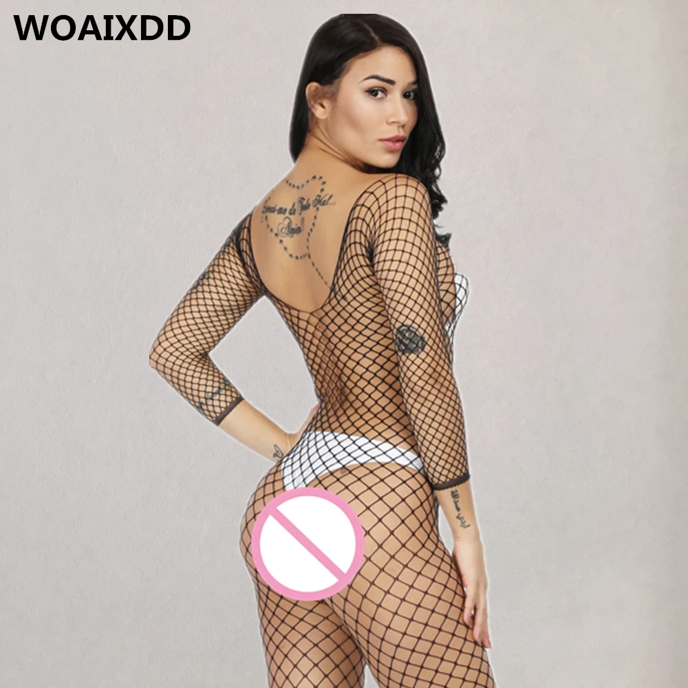 

Sexy Mesh Lingerie Women Erotic Halter Fishnet Bodysuit Open Crotch Bodystockings Babydoll Chemises Crotchless Sexy Underwear