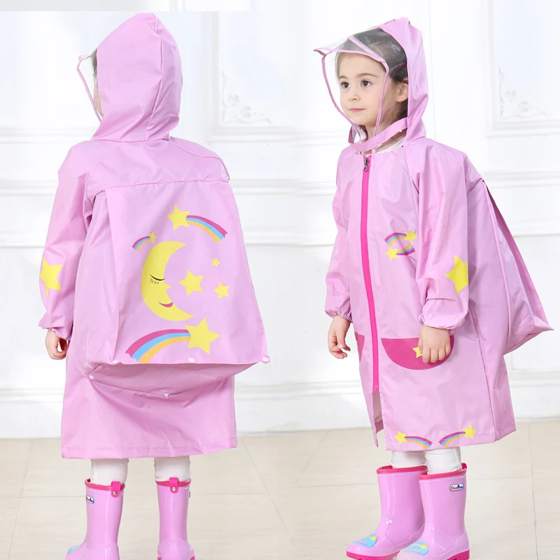 

Big Brim Children Rain Coat Waterproof Boya And Girls Rainwear Hooded Rain Poncho Coat Print Cartoon Kids Raincoat With Zipper