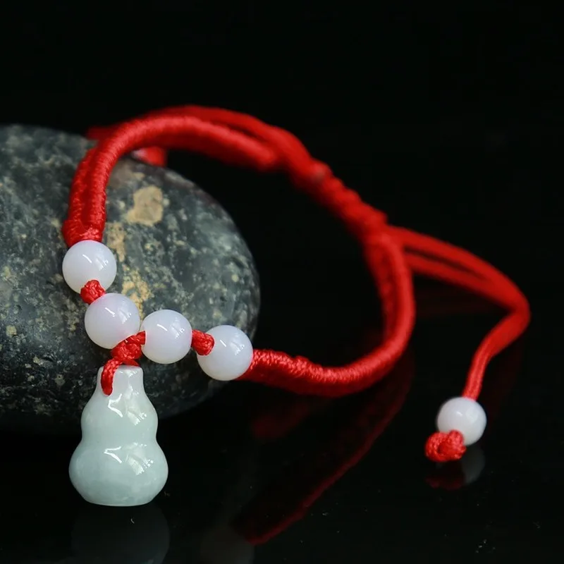 

Women Hand-woven Bracelet Bangle AAA Burma Emerald Jadeite Jade Bracelet Flower Heart Gourd Jade Hand Woven Bracelet Jewelry