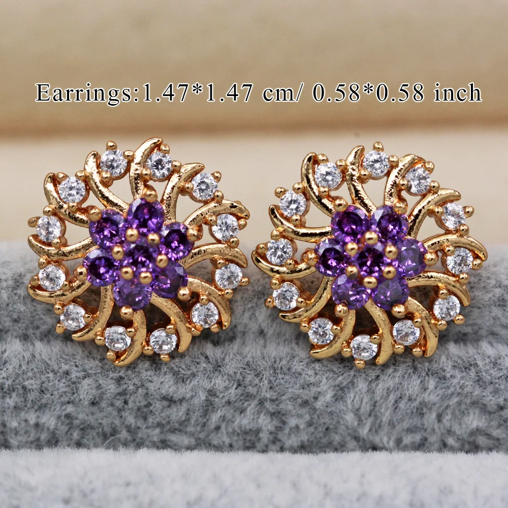 Women Luxury Trendy Jewelry Lotus Flower Earrings Fashion Bohemian Vocation Style Red Zircon Small Stud Accessories | Украшения и