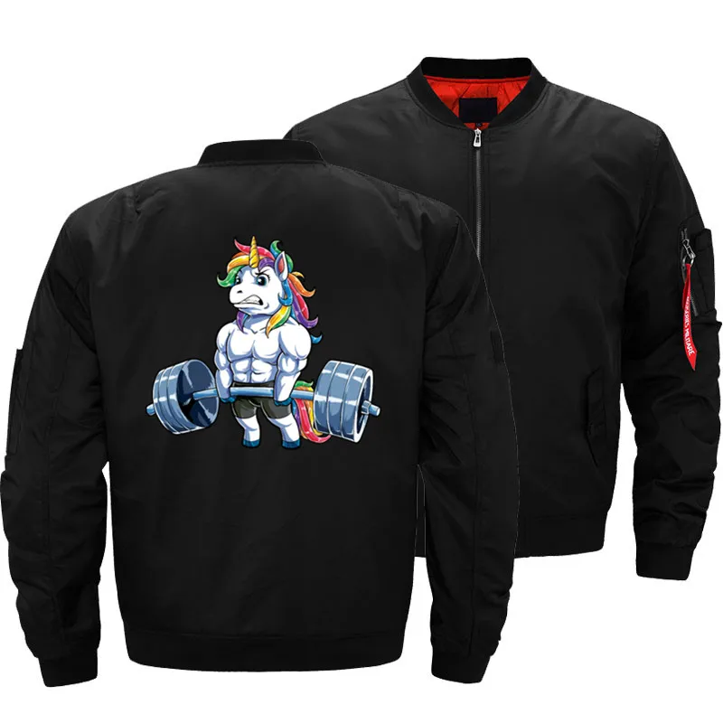 Единорог Тяжелая атлетика тренажерный зал дэдлифт Радуга Мужские куртки-бомберы