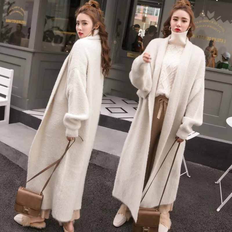 Осень и зима новый корейский бутик норковый кашемировый кардиган свитер женский