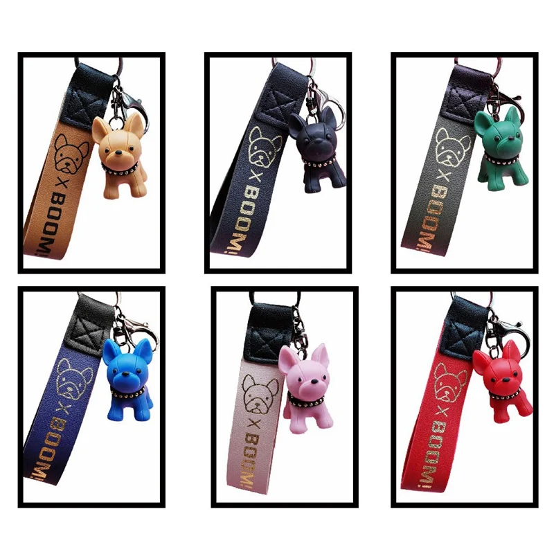 Модный Французский панк Bulldog брелок из искусственной кожи для собак Брелки