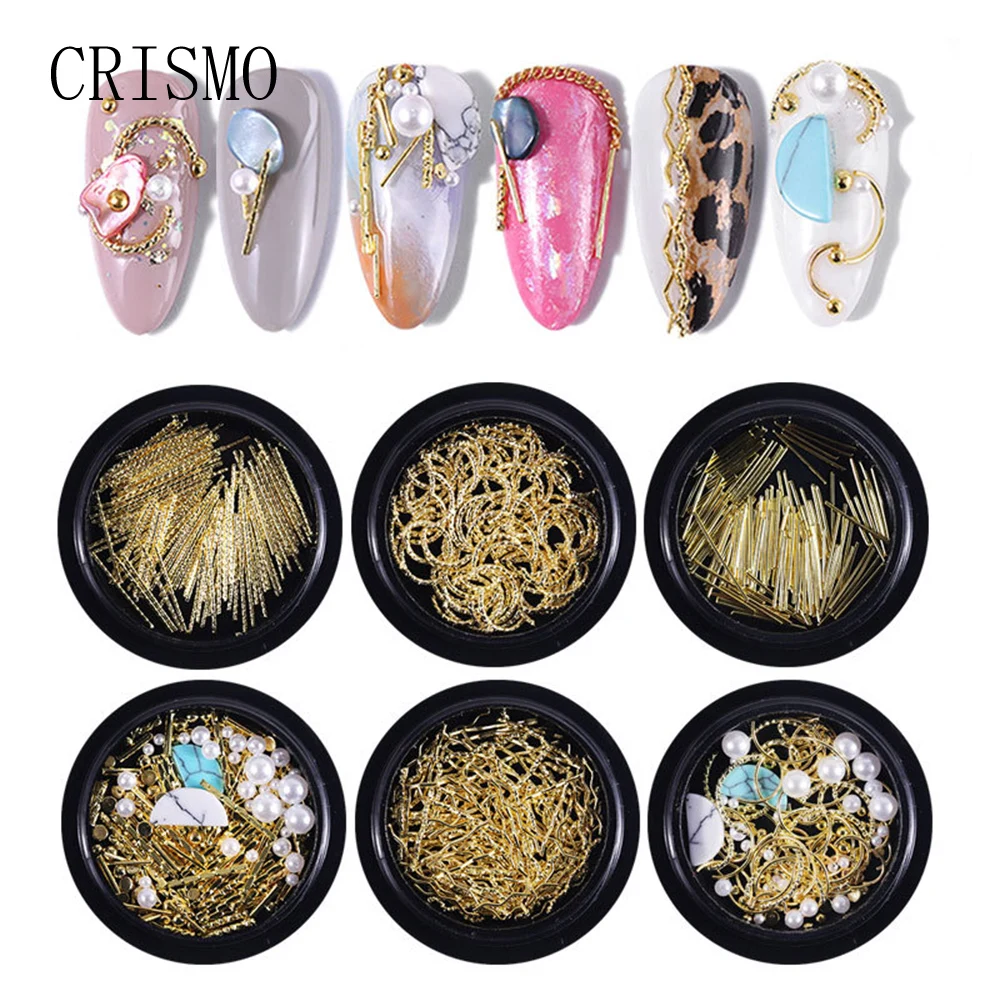 

CRISMO 3D Nail Decorations Gold Nail Studs Metal Star Moon Heart Hollow Jewelry DIY Nail Art Gems 3D Nail Accessories