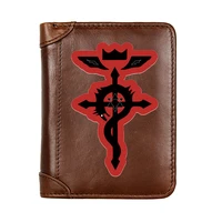 genuine leather fullmetal alchemist design short wallet male multifunctional cowhide men purse coin pocket card holder